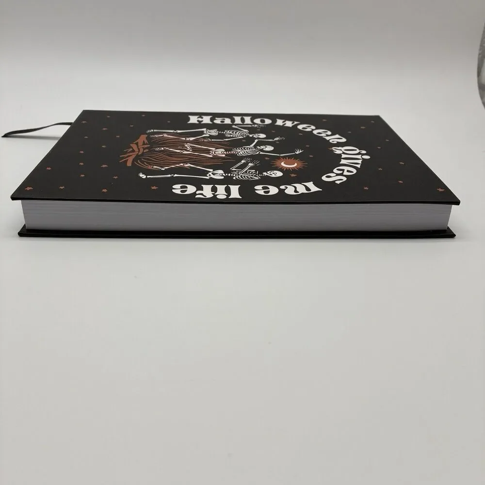 Halloween Journal W/Skeletons Dancing Around Fire w/ “Halloween Gives Me Life”